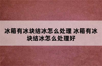 冰箱有冰块结冰怎么处理 冰箱有冰块结冰怎么处理好